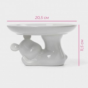 Подставка для торта Доляна «Мишка Отто», 20.5x11.5 см, белая