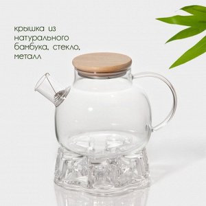 Чайный набор Bella Tenero «Эко», 6 предметов: чайник 900 мл, подставка, 4 пиалы 130 мл, стекло, прозрачный