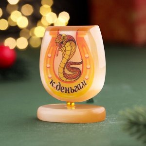 Фигурка «К деньгам», подкова с коброй на подставке, селенит, 2.5x4.5x6 см