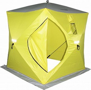 Палатка зимняя Сахалин 2, 150х150х170 см (желтый/серый)