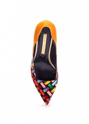 Туфли Кожа с цветным геометрическим принтом, замша цвета манго. Высота каблука 5,5см