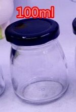 Баночка с мет. крышкой для йогуртов 100 мл , стекло