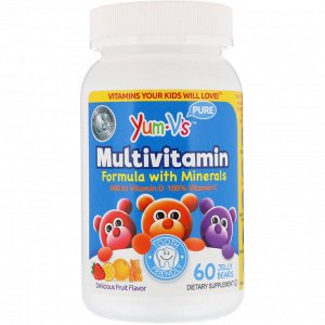 Yum-Vs, Multivitamin Formula with Minerals, Delicious Fruit Flavor, 60 Jelly Bears