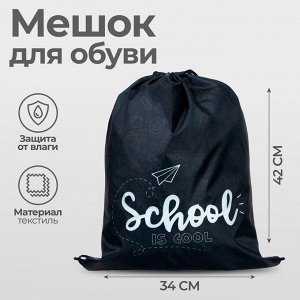 Мешок для обуви 420 х 340 мм, Calligrata МСО-5С, (мягкий полиэстер, плотность 210D), ""Школа""