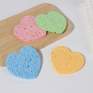 Спонж для умывания «Сердце», 8.5x7.5 см, МИКС