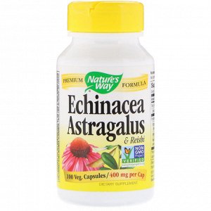 Natures Way, Echinacea Astragalus &amp -  Reishi, 400 mg, 100 Veg. Capsules