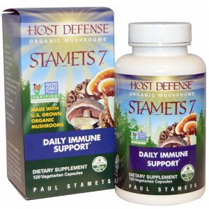 Fungi Perfecti, Host Defense, Stamets 7, ежедневная поддержки иммунной системы, 120 капсул