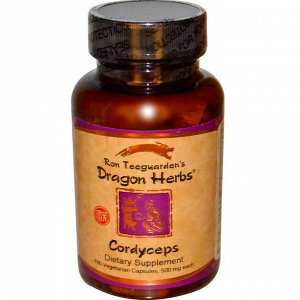 Dragon Herbs, Кордицепсы, 500 мг, 100 вегетарианских капсул