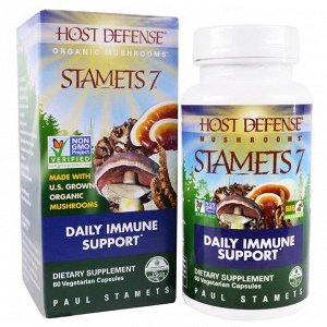 Fungi Perfecti, Host Defense, Stamets 7, ежедневная поддержка иммунитета, 60 растительных капсул