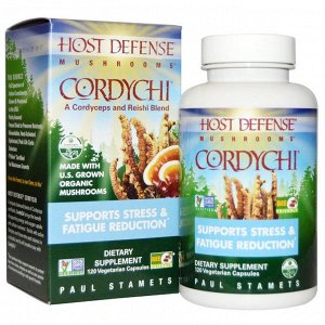 Fungi Perfecti, Иммунная защита, Cordychii, Способствует снижению усталости и стресса, 120 вегетарианских капсул