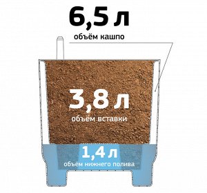 Кашпо 6,5л Д22,0см [ШЕНК] ФРАНЦУЗСКИЙ СЕРЫЙ со вставкой с автополивом
