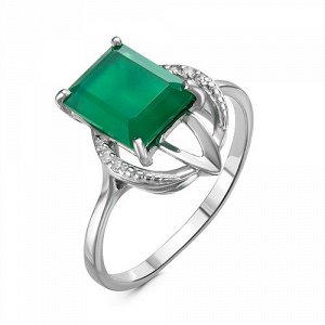 Серебряное кольцо с зеленым агатом - 696