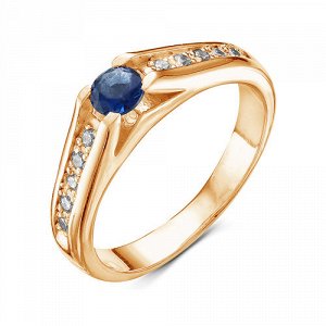 Позолоченное кольцо с синим фианитом - 151 - п