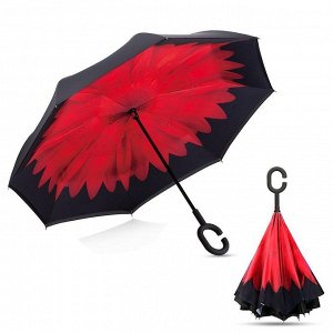 Зонт наоборот "Красный цветок"