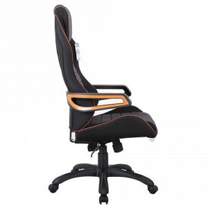 Кресло компьютерное BRABIX &quot;Techno Pro GM-003&quot;, ткань, черное/серое, вставки оранжевые, 531813