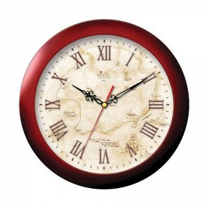 Часы настенные TROYKA 11131150 круг, бежевые с рисунком "Кар