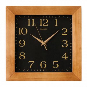 Часы настенные САЛЮТ ДС-2АА25-060 квадрат, черные, деревянна