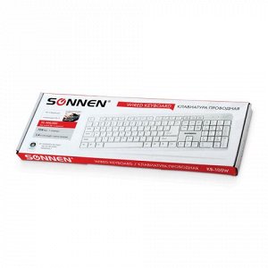 Клавиатура проводная SONNEN KB-100W, PS/2, 104 кнопки, белая