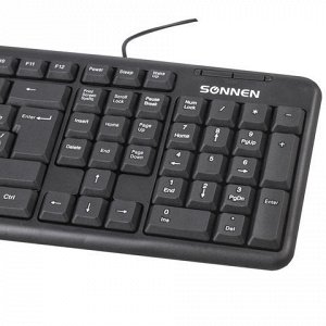 Клавиатура проводная SONNEN KB-8136, USB, 107 клавиш, черная