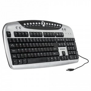 Клавиатура проводная SONNEN KB-M540, USB, мультимедийная, 20