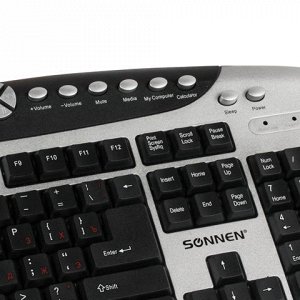 Клавиатура проводная SONNEN KB-M540, USB, мультимедийная, 20