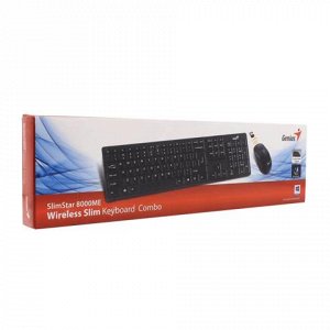 Набор беспроводной GENIUS  SlimStar 8000ME ,клавиатуры, мышь 2кнопки+ 1колесо-кнопка, черный, 45102