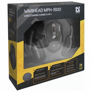 Набор игровой DEFENDER Warhead MPH-1500, мышь 5кн+1кол, гарн