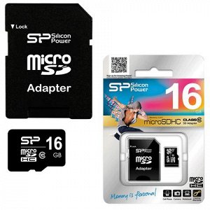 Карта памяти microSDHC 16GB SILICON POWER, 10 Мб/сек (class