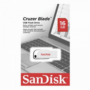 Флэш-диск 16GB SANDISK Cruzer Blade USB 2.0, белый, SDCZ50C-