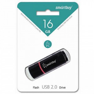 Флэш-диск 16 GB, SMARTBUY Crown, USB 2.0, черный, SB16GBCRW-K