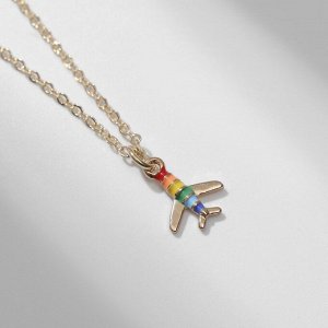 Кулон на цепочке «Прелесть», самолёт, цветной в золоте, 40 см