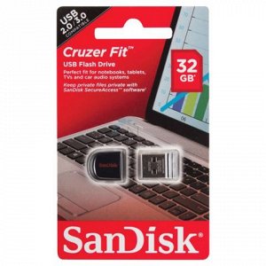 Флэш-диск 32GB SANDISK Cruzer Fit USB 2.0, черный, SDCZ33-03