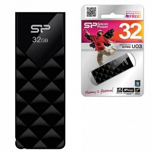 Флэш-диск 32GB SILICON POWER ultima U03 USB 2.0, черный, SP0