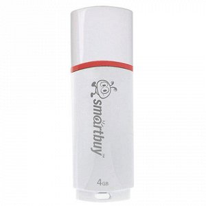 Флэш-диск 4 GB, SMARTBUY Crown, USB 2.0, белый, SB4GBCRW-W