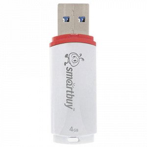 Флэш-диск 4 GB, SMARTBUY Crown, USB 2.0, белый, SB4GBCRW-W