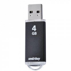 Флэш-диск 4GB SMARTBUY V-Cut USB 2.0, металл. корпус, черный