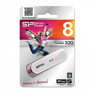 Флэш-диск 8GB SILICON POWER Luxmini 320 USB 2.0, белый, SP00
