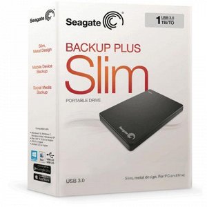 Диск жесткий внешний HDD SEAGATE Backup Plus Slim 1TB, 2.5",