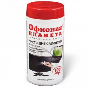 Чистящие салфетки ОФИСНАЯ ПЛАНЕТА в тубе 100шт, влажные для