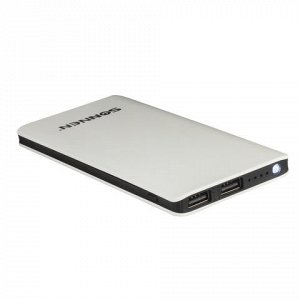 Аккумулятор внешний SONNEN POWERBANK V3802, 6000 mAh, 2USB,