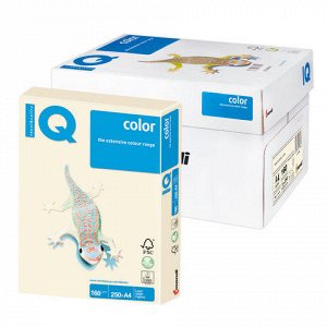 Бумага IQ (АйКью) color А4, 160 г/м, 250 л., пастель кремова
