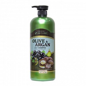 3W Шампунь "Olive&Argan 2in1 Shampoo", 1500мл.,1*12шт Арт-60696