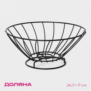 Фруктовница Доляна, 24,5*24,5*11 см, чёрная