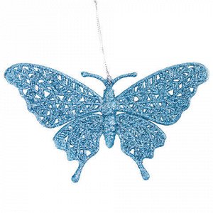 Украшение елочное подвесное "Голубая бабочка", 16,7х10см, пл