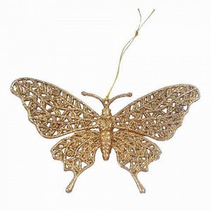 Украшение елочное подвесное "Золотая бабочка", 16,7х10см, пл