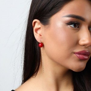 Серьги протяжки длинные висячие на цепочке с жемчугом, покрытие: позолота, цвет жемчуга: белый перламутровый
