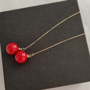 Серьги протяжки длинные висячие на цепочке, цвет красный