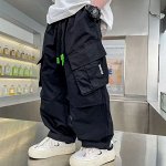 Детские повседневные брюки-карго, черный