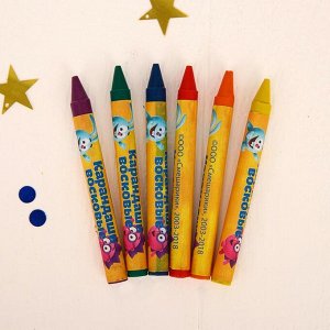 Восковые карандаши СМЕШАРИКИ, Крош, набор 6 цветов