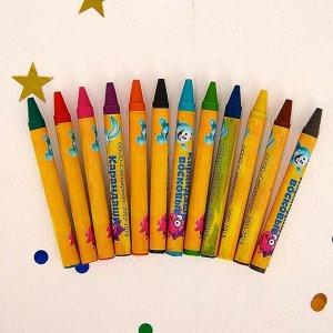 Восковые карандаши СМЕШАРИКИ, Нюша и Бараш, набор 12 цветов